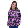 Black Pink Cow Print Women's Hoodie-grizzshop