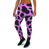 Black Pink Cow Print Women's Joggers-grizzshop