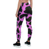 Black Pink Cow Print Women's Leggings-grizzshop