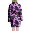 Black Pink Cow Print Women's Robe-grizzshop