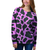 Black Pink Cow Print Women's Sweatshirt-grizzshop