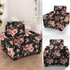 Black Pink Rose Flower Print Armchair Cover-grizzshop