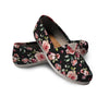 Black Pink Rose Flower Print Canvas Shoes-grizzshop