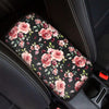 Black Pink Rose Flower Print Car Console Cover-grizzshop