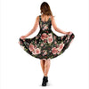 Black Pink Rose Flower Print Dress-grizzshop