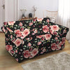 Black Pink Rose Flower Print Loveseat Cover-grizzshop