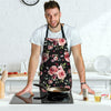 Black Pink Rose Flower Print Men's Apron-grizzshop