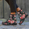 Black Pink Rose Flower Print Men's Boots-grizzshop