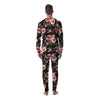 Black Pink Rose Flower Print Men's Pajamas-grizzshop