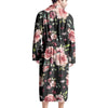 Black Pink Rose Flower Print Men's Robe-grizzshop