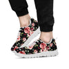 Black Pink Rose Flower Print Men's Sneakers-grizzshop