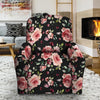 Black Pink Rose Flower Print Recliner Cover-grizzshop