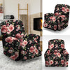 Black Pink Rose Flower Print Recliner Cover-grizzshop