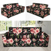 Black Pink Rose Flower Print Sofa Cover-grizzshop