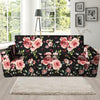 Black Pink Rose Flower Print Sofa Cover-grizzshop