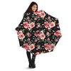 Black Pink Rose Flower Print Umbrella-grizzshop