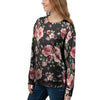 Black Pink Rose Flower Print Women's Sweatshirt-grizzshop