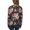 Black Pink Rose Flower Print Women's Sweatshirt-grizzshop