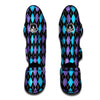 Black Purple And Blue Argyle Print Pattern Muay Thai Shin Guards-grizzshop