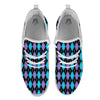 Black Purple And Blue Argyle Print Pattern White Athletic Shoes-grizzshop