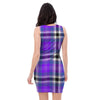 Black Purple Plaid Tartan Bodycon Dress-grizzshop