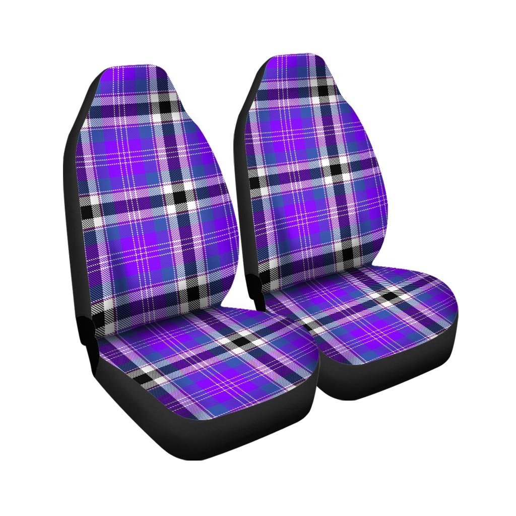 Black Purple Plaid Tartan Car Seat Covers-grizzshop