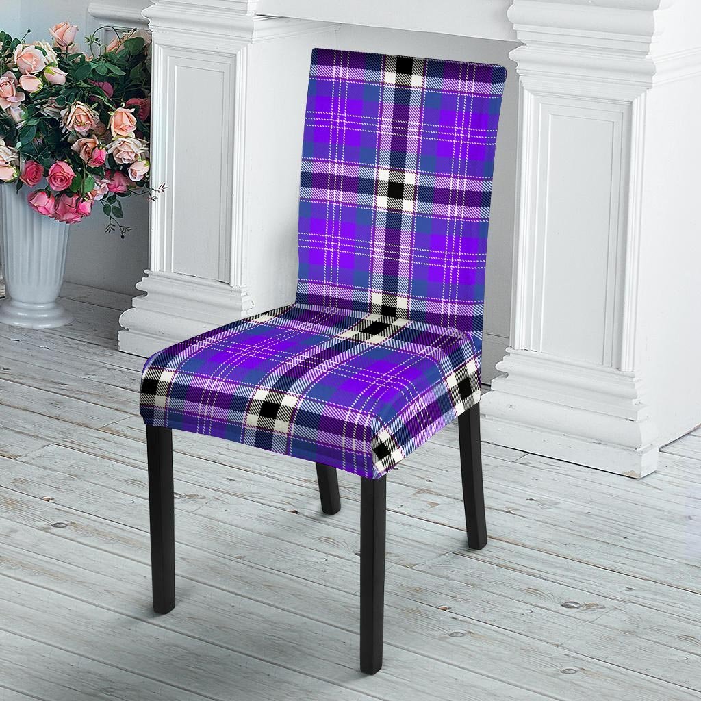 Black Purple Plaid Tartan Chair Cover-grizzshop