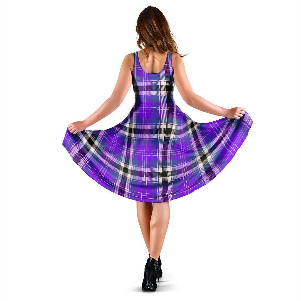 Black Purple Plaid Tartan Dress-grizzshop