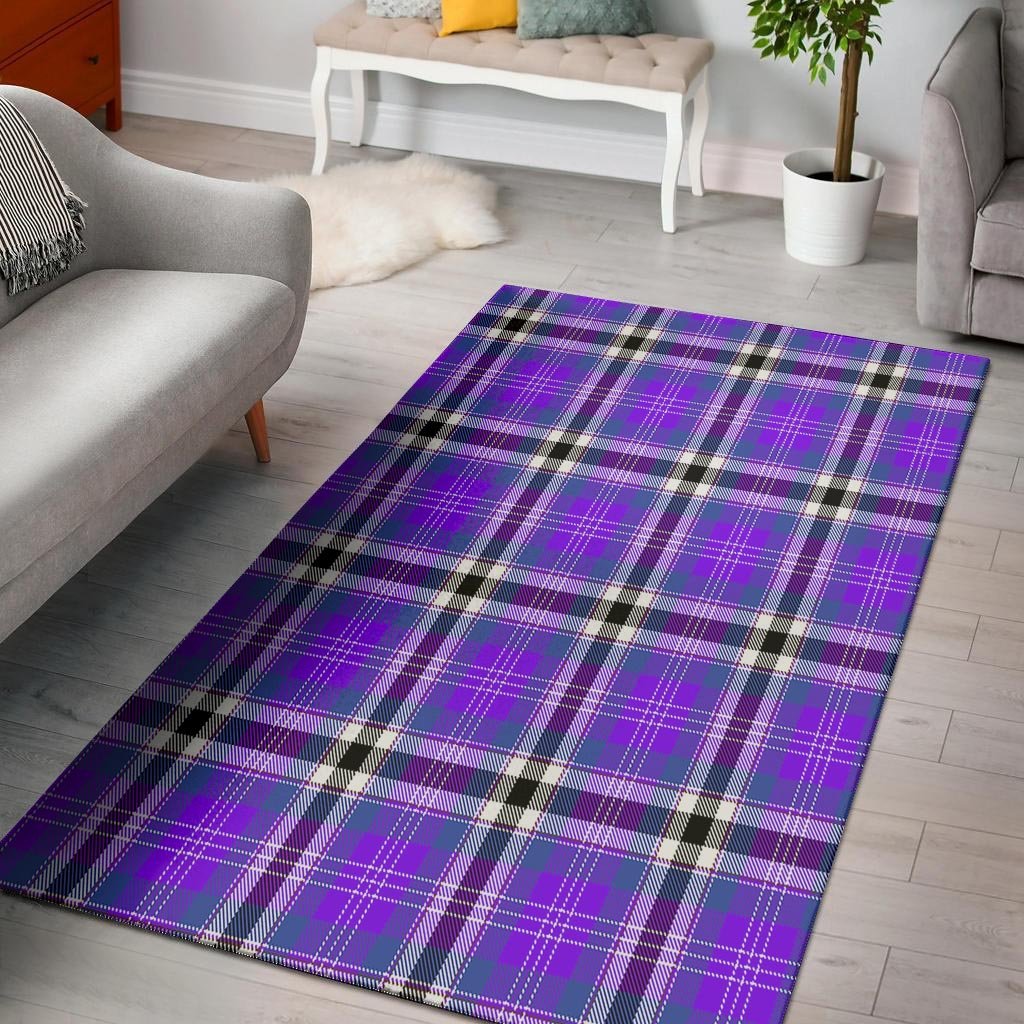 Black Purple Plaid Tartan Floor Mat-grizzshop