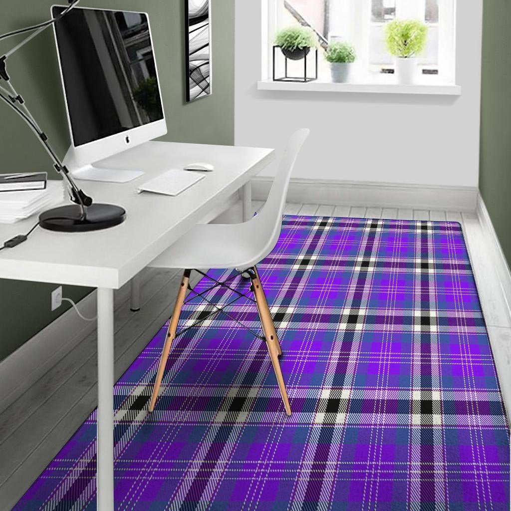 Black Purple Plaid Tartan Floor Mat-grizzshop