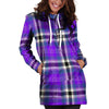 Black Purple Plaid Tartan Hoodie Dress-grizzshop