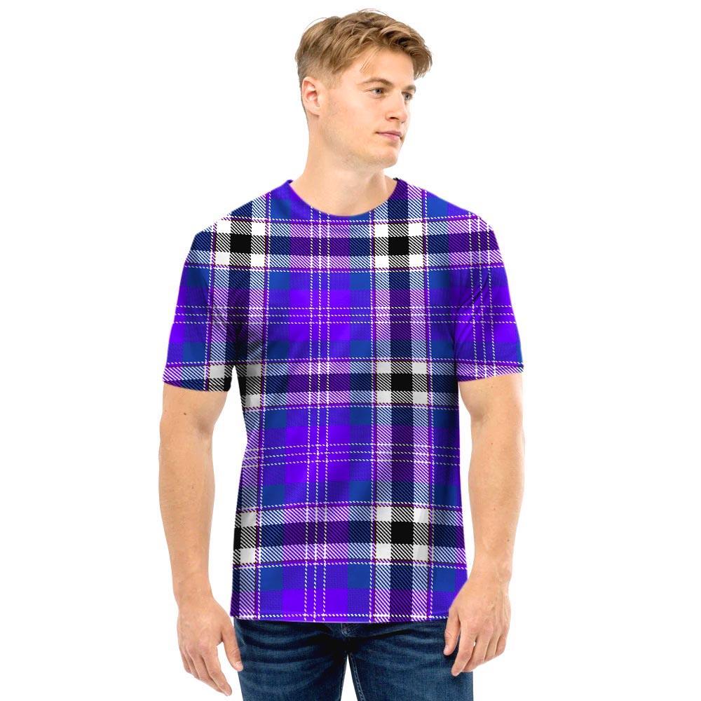 Black Purple Plaid Tartan Men T Shirt-grizzshop