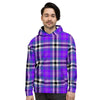 Black Purple Plaid Tartan Men's Hoodie-grizzshop