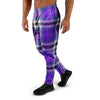 Black Purple Plaid Tartan Men's Joggers-grizzshop