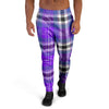 Black Purple Plaid Tartan Men's Joggers-grizzshop