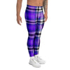 Black Purple Plaid Tartan Men's Leggings-grizzshop