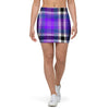 Black Purple Plaid Tartan Mini Skirt-grizzshop