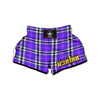 Black Purple Plaid Tartan Muay Thai Boxing Shorts-grizzshop