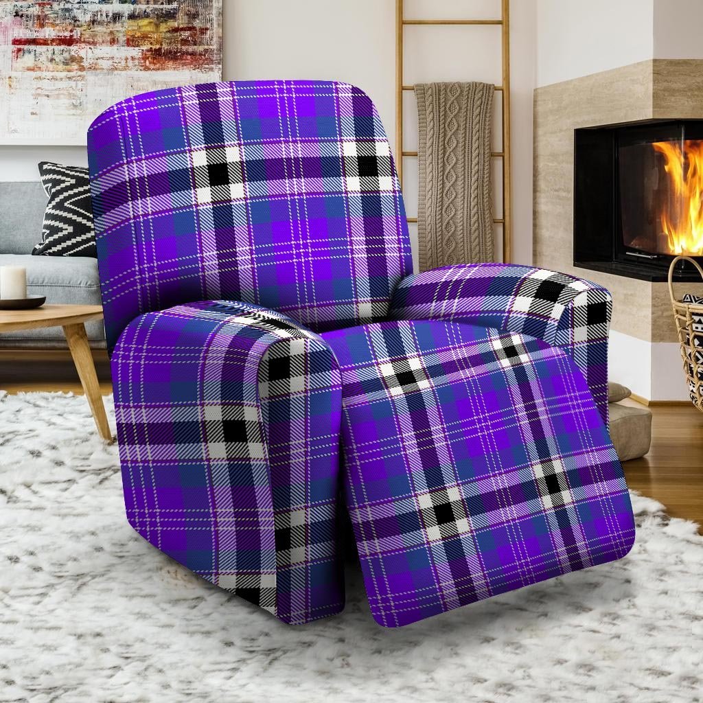 Black Purple Plaid Tartan Recliner Cover-grizzshop