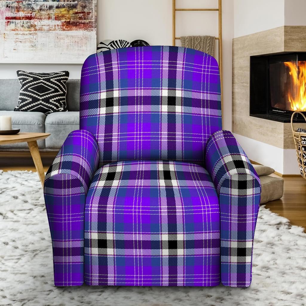 Black Purple Plaid Tartan Recliner Cover-grizzshop