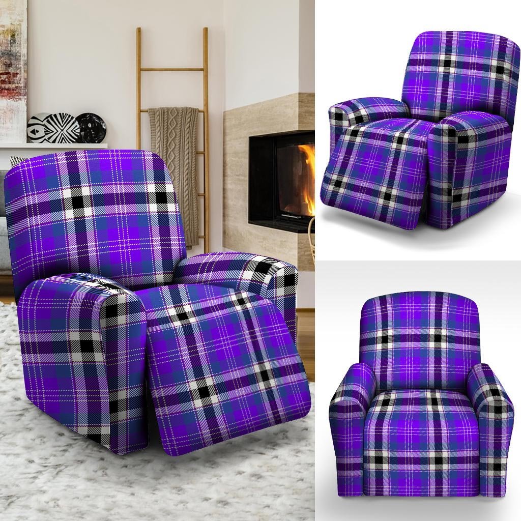 Black Purple Plaid Tartan Recliner Cover-grizzshop