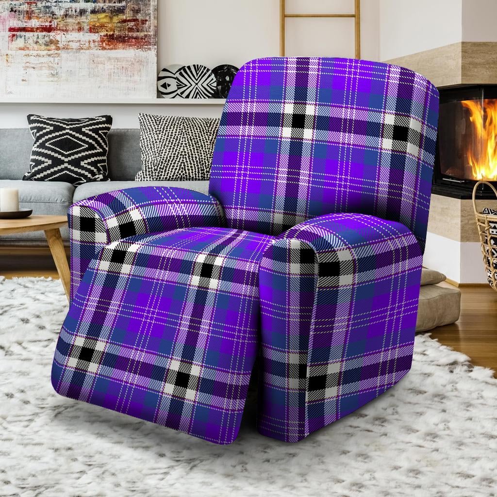 Black Purple Plaid Tartan Recliner Cover-grizzshop