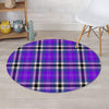 Black Purple Plaid Tartan Round Rug-grizzshop