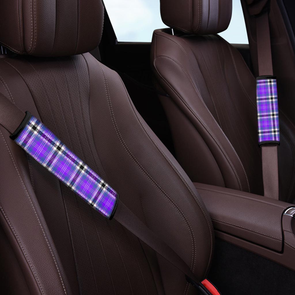 Black Purple Plaid Tartan Seat Belt Cover-grizzshop