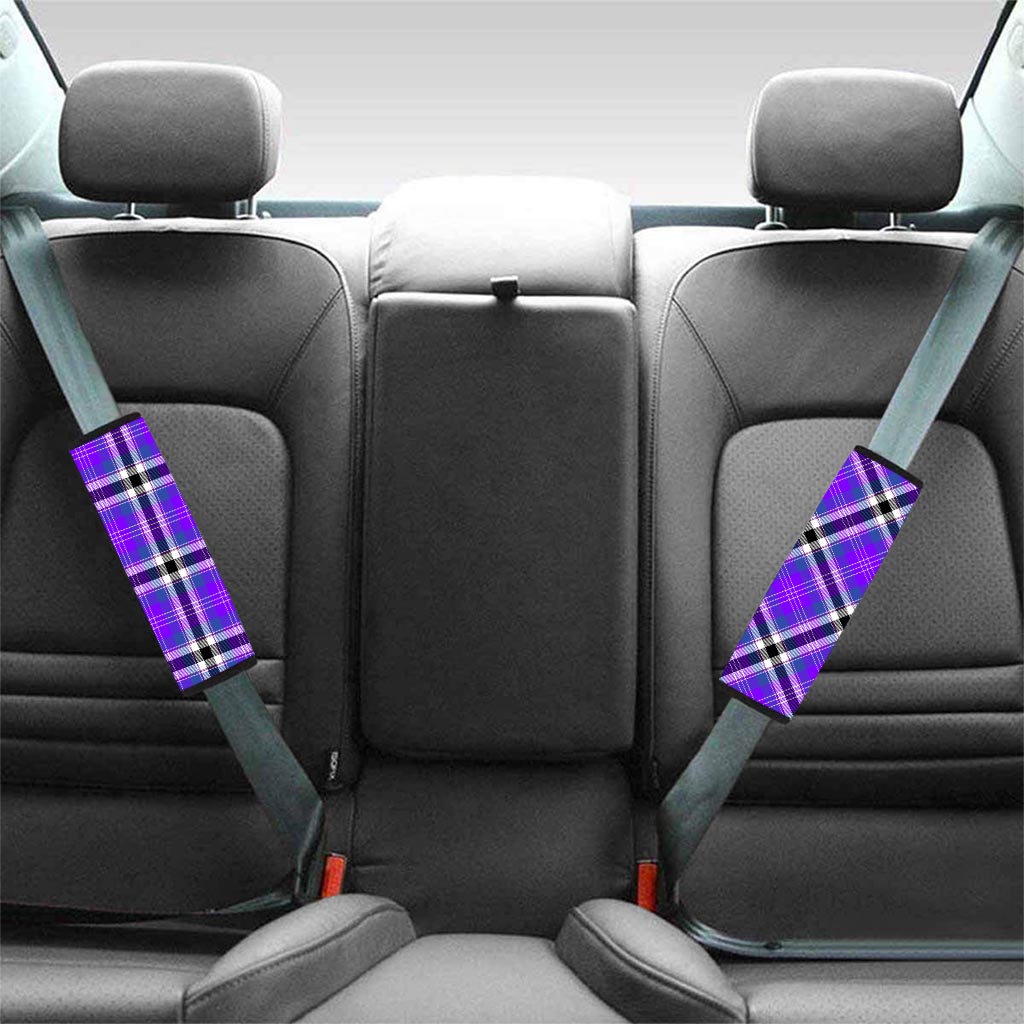 Black Purple Plaid Tartan Seat Belt Cover-grizzshop