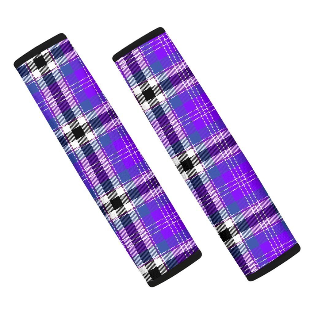 Black Purple Plaid Tartan Seat Belt Cover-grizzshop