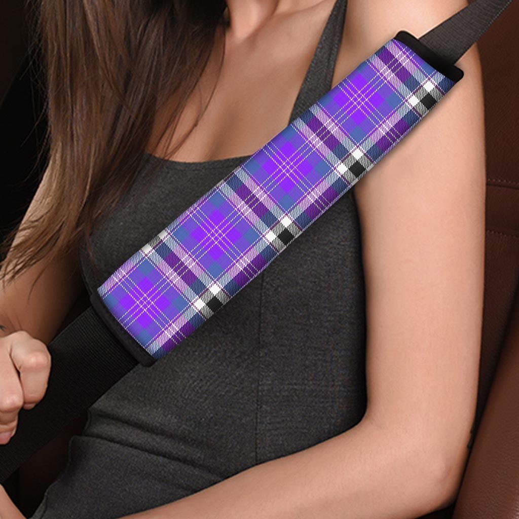 Black Purple Plaid Tartan Seat Belt Cover-grizzshop