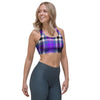 Black Purple Plaid Tartan Sports Bra-grizzshop