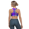 Black Purple Plaid Tartan Sports Bra-grizzshop