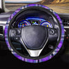 Black Purple Plaid Tartan Steering Wheel Cover-grizzshop